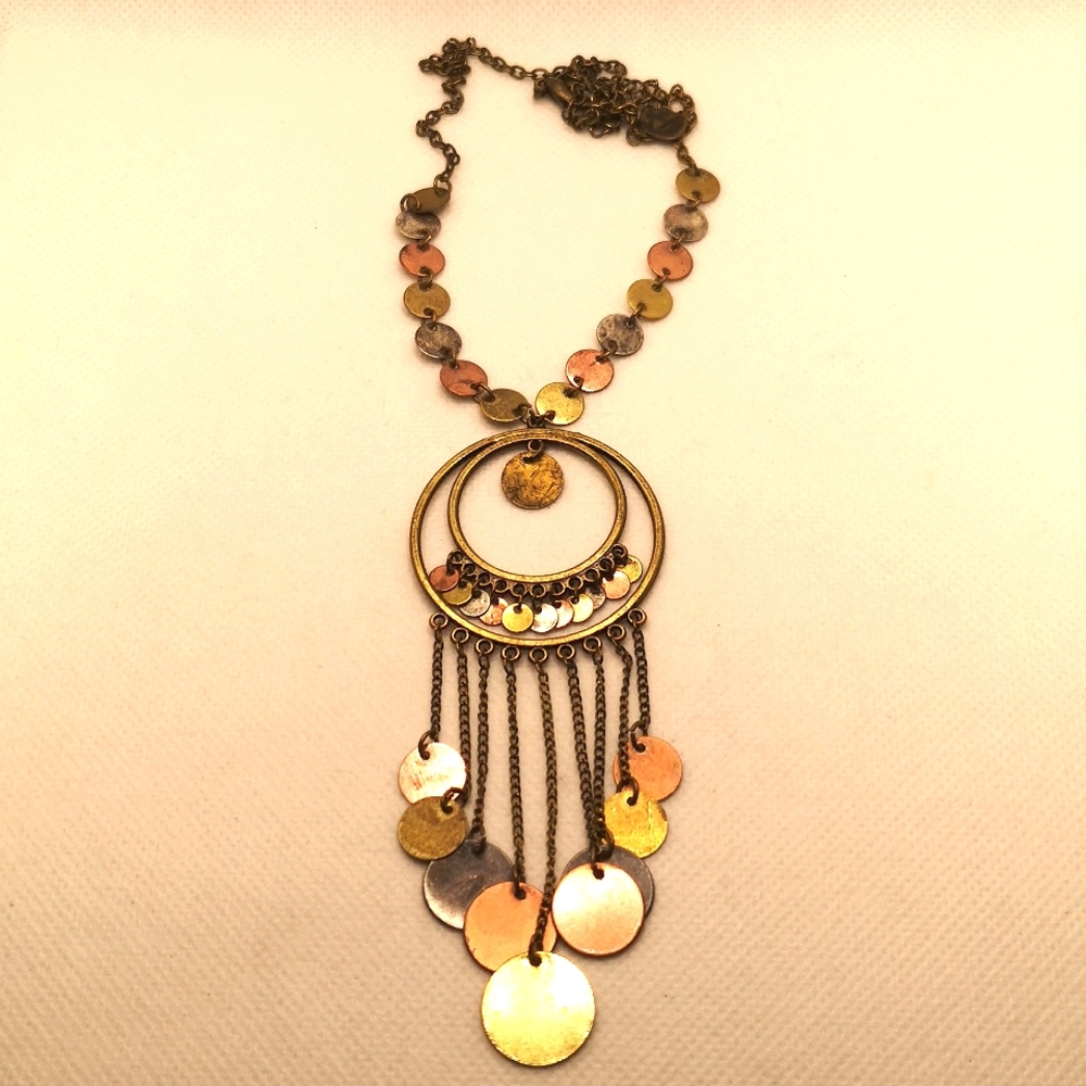 Vintage tri-tone metal necklace